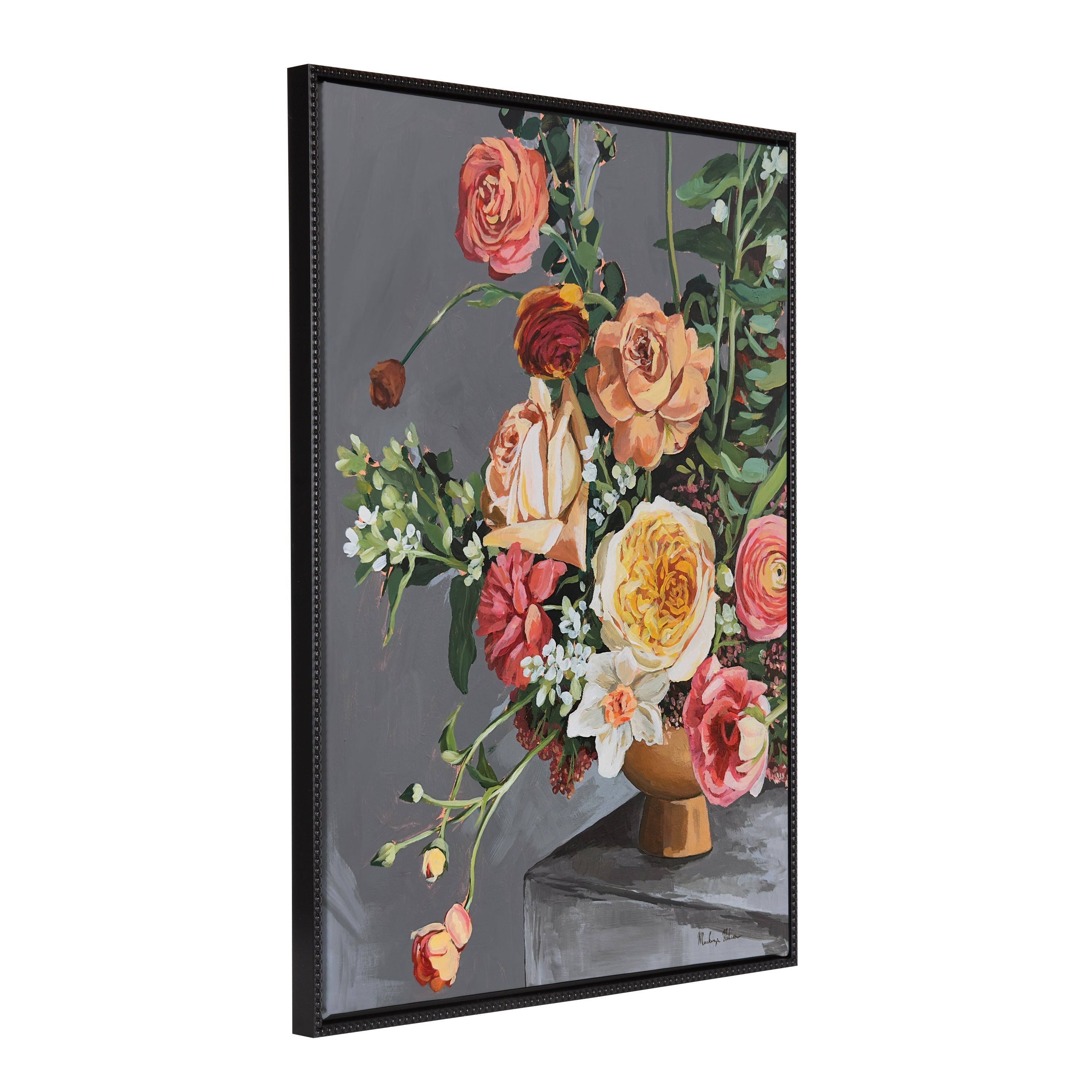 Sylvie Beaded Floral Emergence Framed Canvas by Mackenzie Nelson