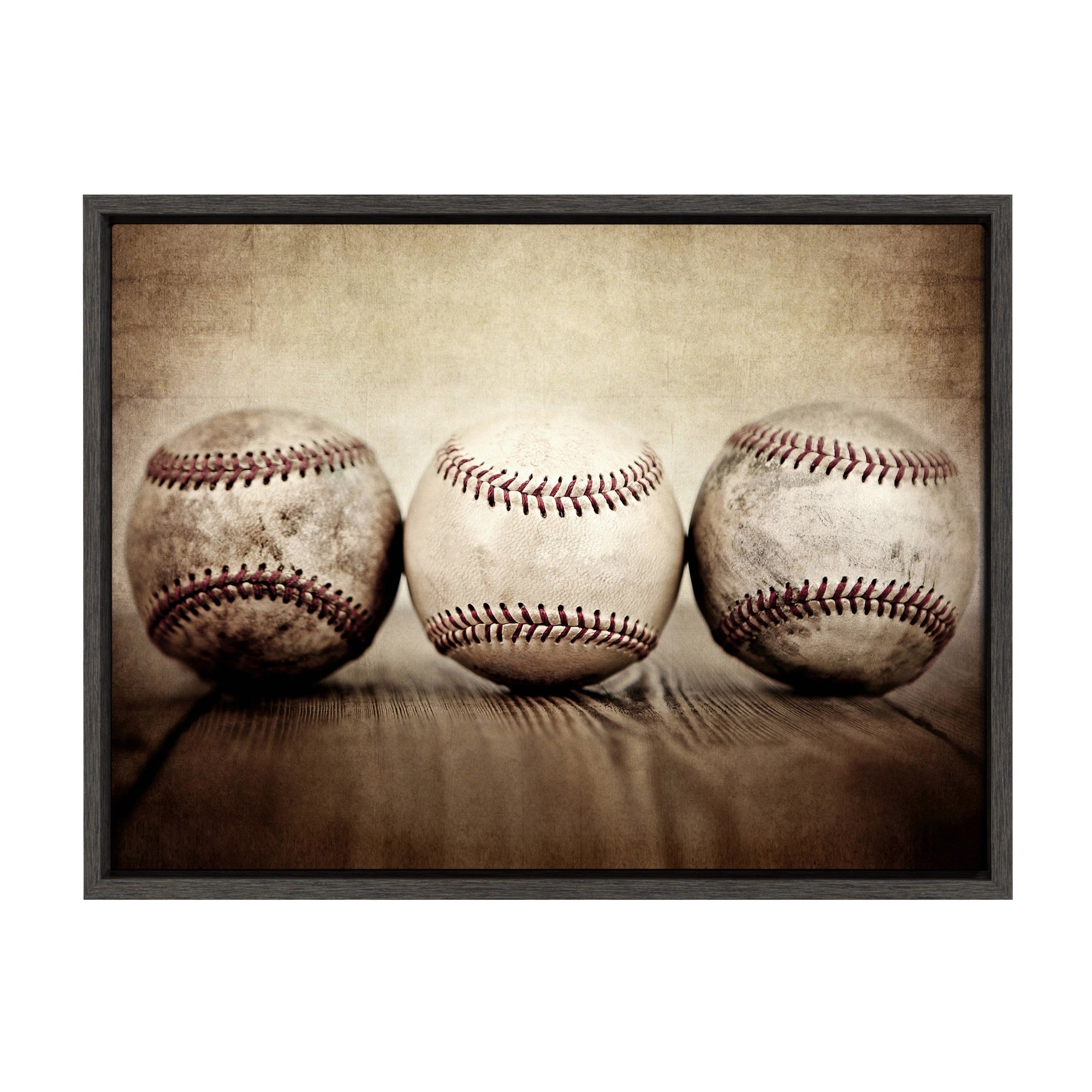 Sylvie Three Vintage Baseballs Framed Canvas by kateandlaurel - product image 9 for Resin Society