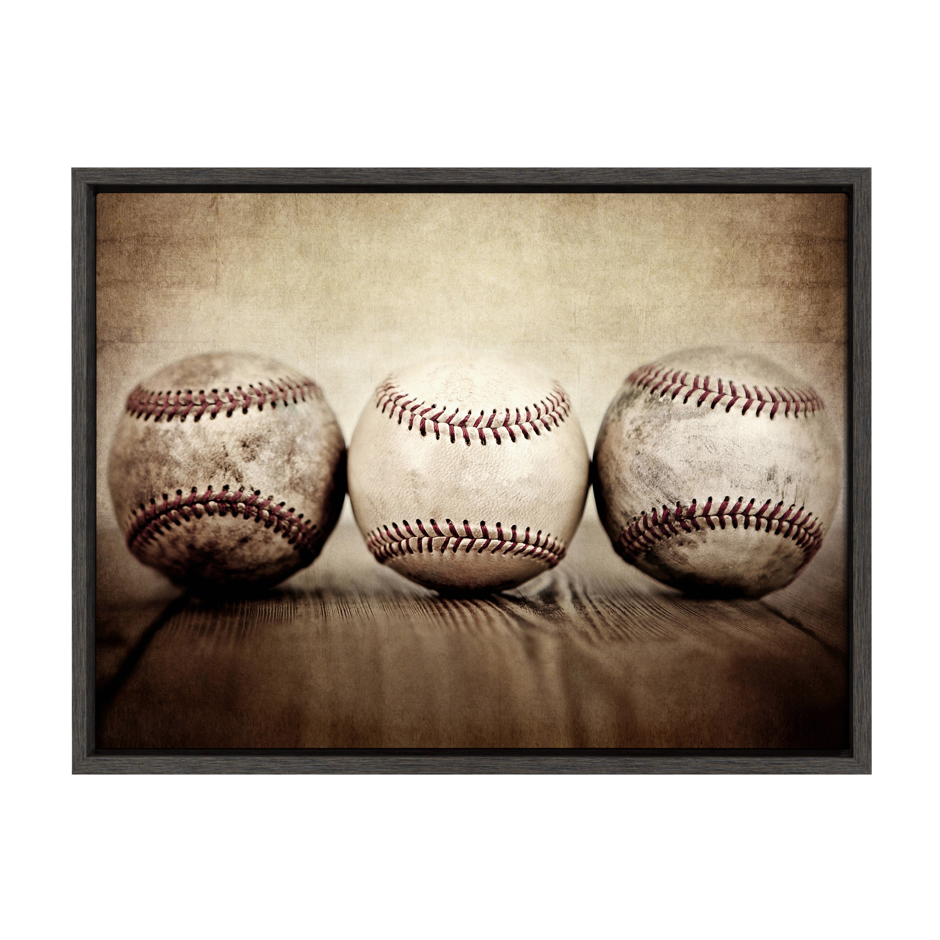 Sylvie Three Vintage Baseballs Framed Canvas by kateandlaurel - product image 9 for Resin Society