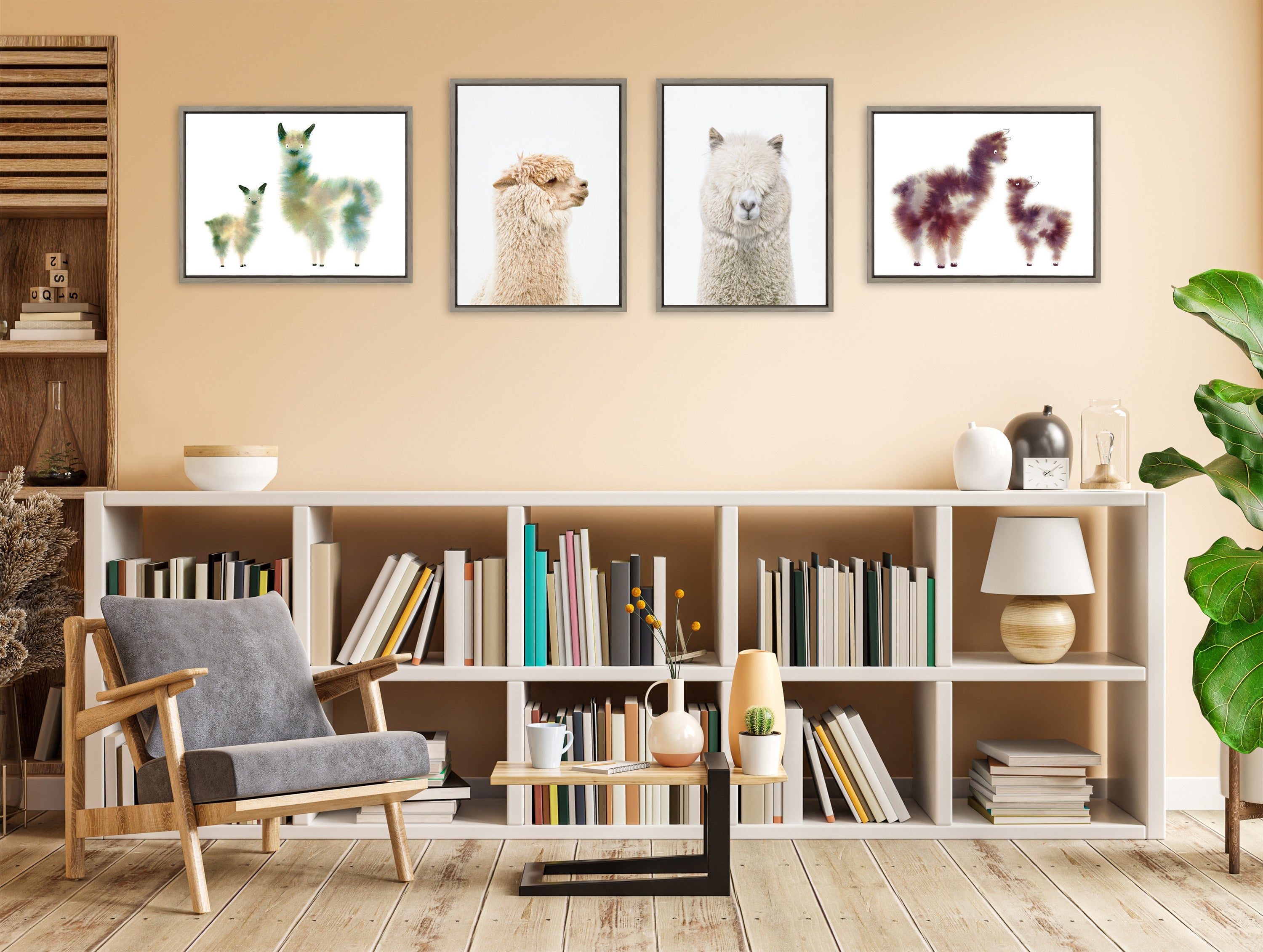 Sylvie Alpaca Floofs Framed Canvas by Faryn Hughes