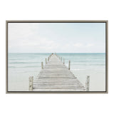 Sylvie Wooden Pier on Beach Framed Canvas by Amy Peterson Art Studio by kateandlaurel - main product image for Resin Society