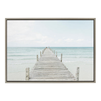 Sylvie Wooden Pier on Beach Framed Canvas by Amy Peterson Art Studio by kateandlaurel - main product image for Resin Society