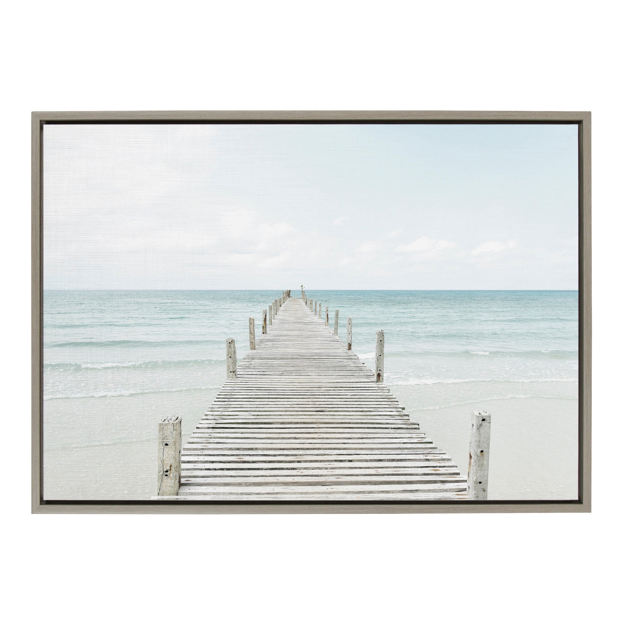 Sylvie Wooden Pier on Beach Framed Canvas by Amy Peterson Art Studio by kateandlaurel - product image 7 for Resin Society