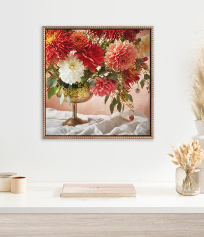 Sylvie Beaded Floral Study Rust Framed Canvas by Emiko and Mark Franzen of F2Images