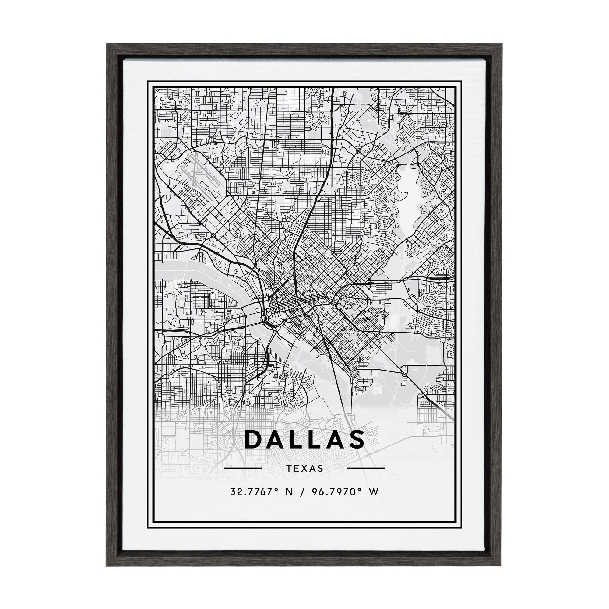 Sylvie Dallas Modern Map Framed Canvas by kateandlaurel - product image 8 for Resin Society