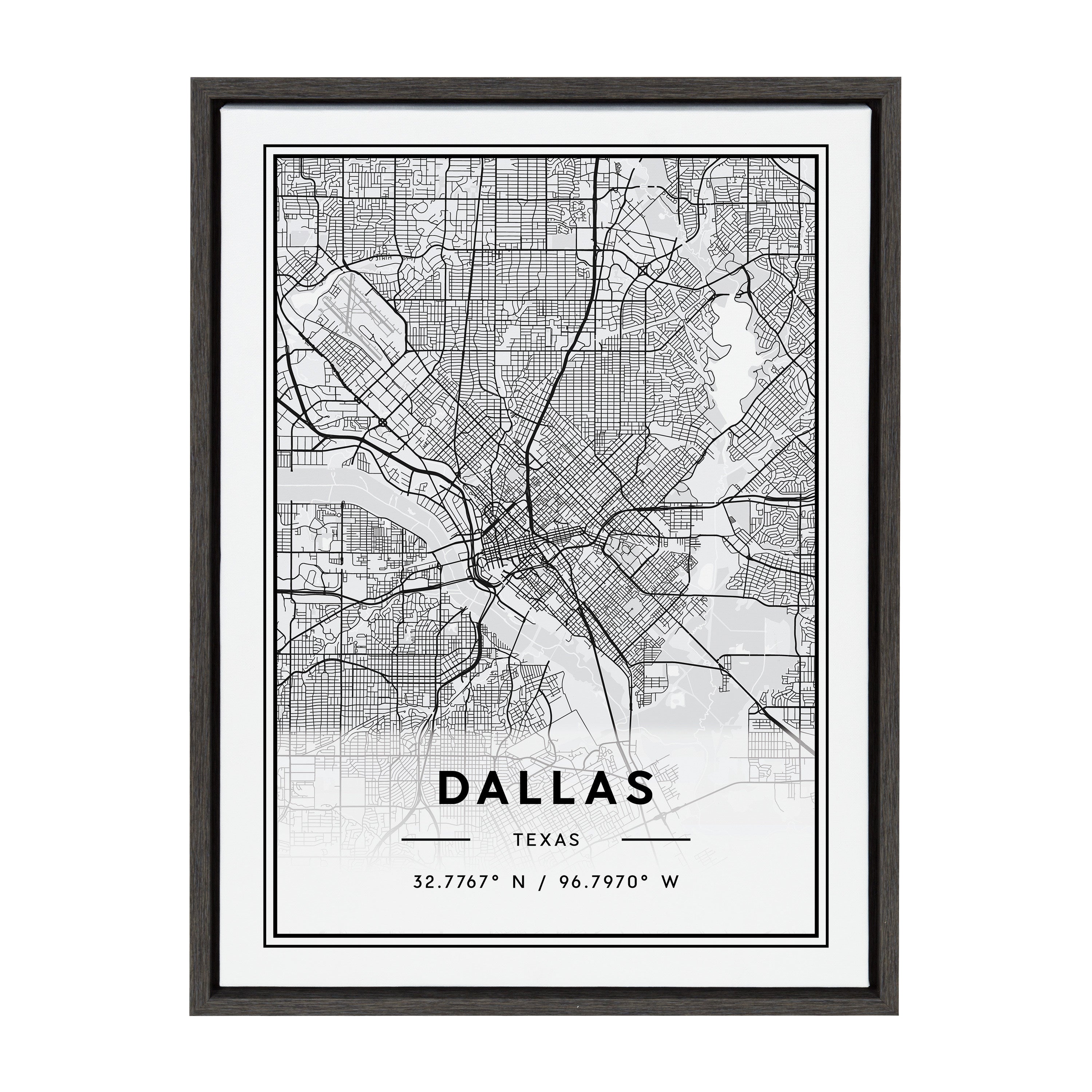 Sylvie Dallas Modern Map Framed Canvas by kateandlaurel - product image 8 for Resin Society