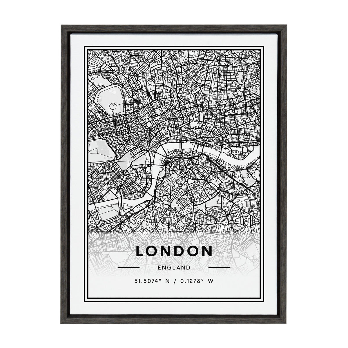 Sylvie London Modern Map Framed Canvas by kateandlaurel - main product image for Resin Society