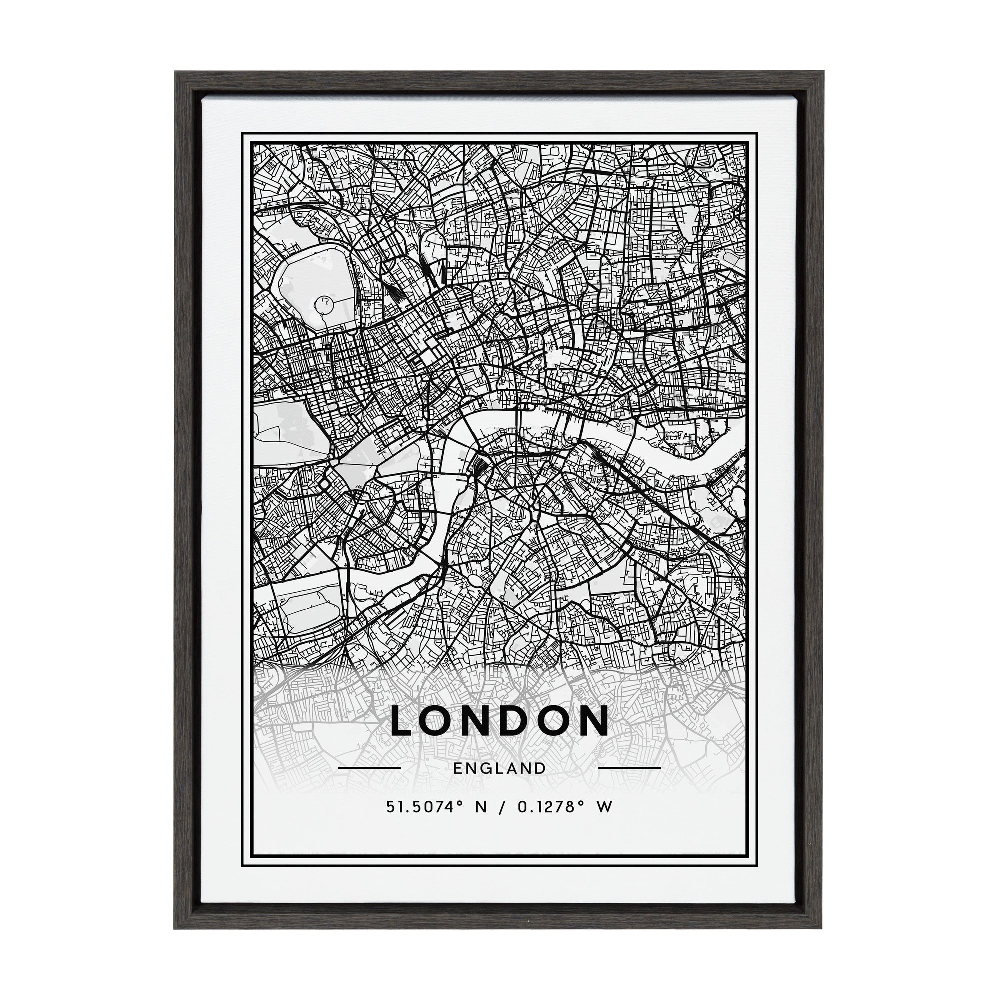 Sylvie London Modern Map Framed Canvas by kateandlaurel - product image 9 for Resin Society