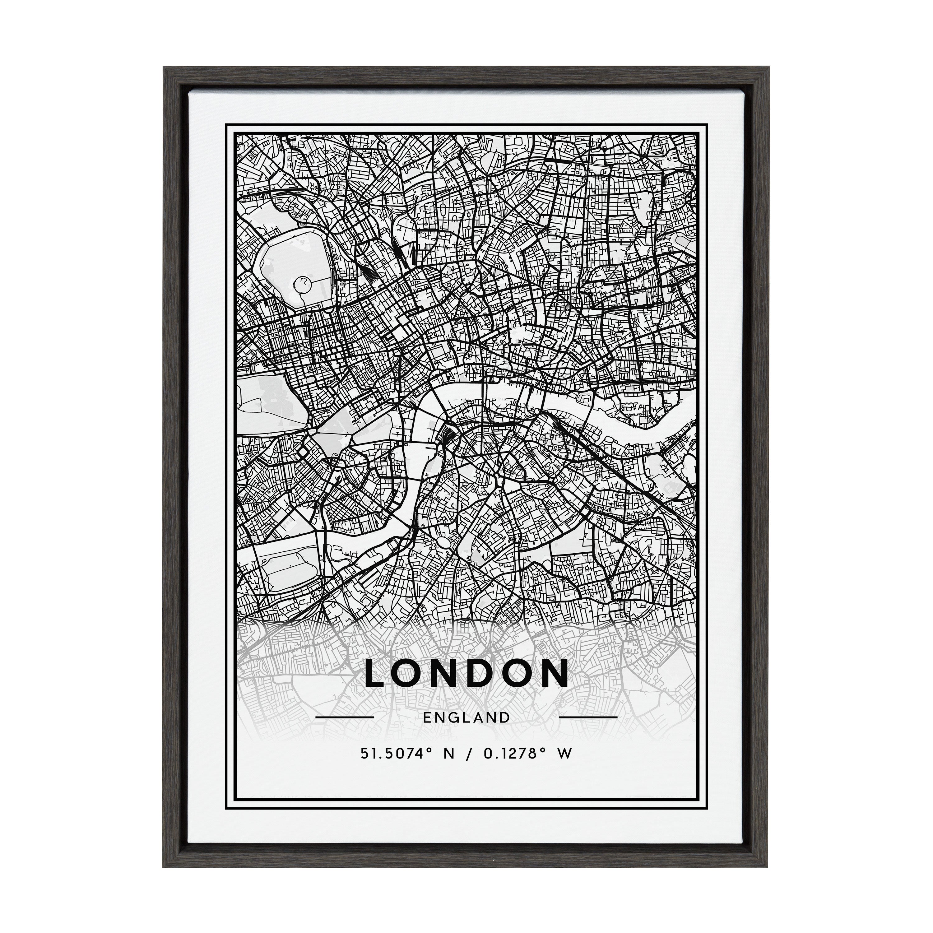 Sylvie London Modern Map Framed Canvas by kateandlaurel - product image 9 for Resin Society
