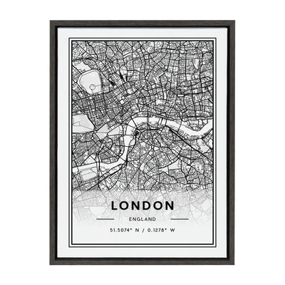Sylvie London Modern Map Framed Canvas by kateandlaurel - product image 9 for Resin Society