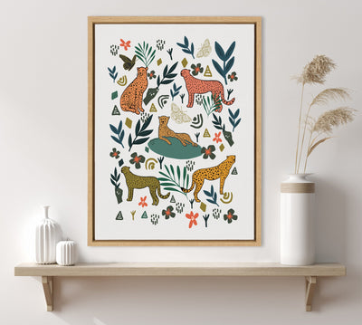Sylvie Cheetah Coalition White Framed Canvas by Oris Eddu