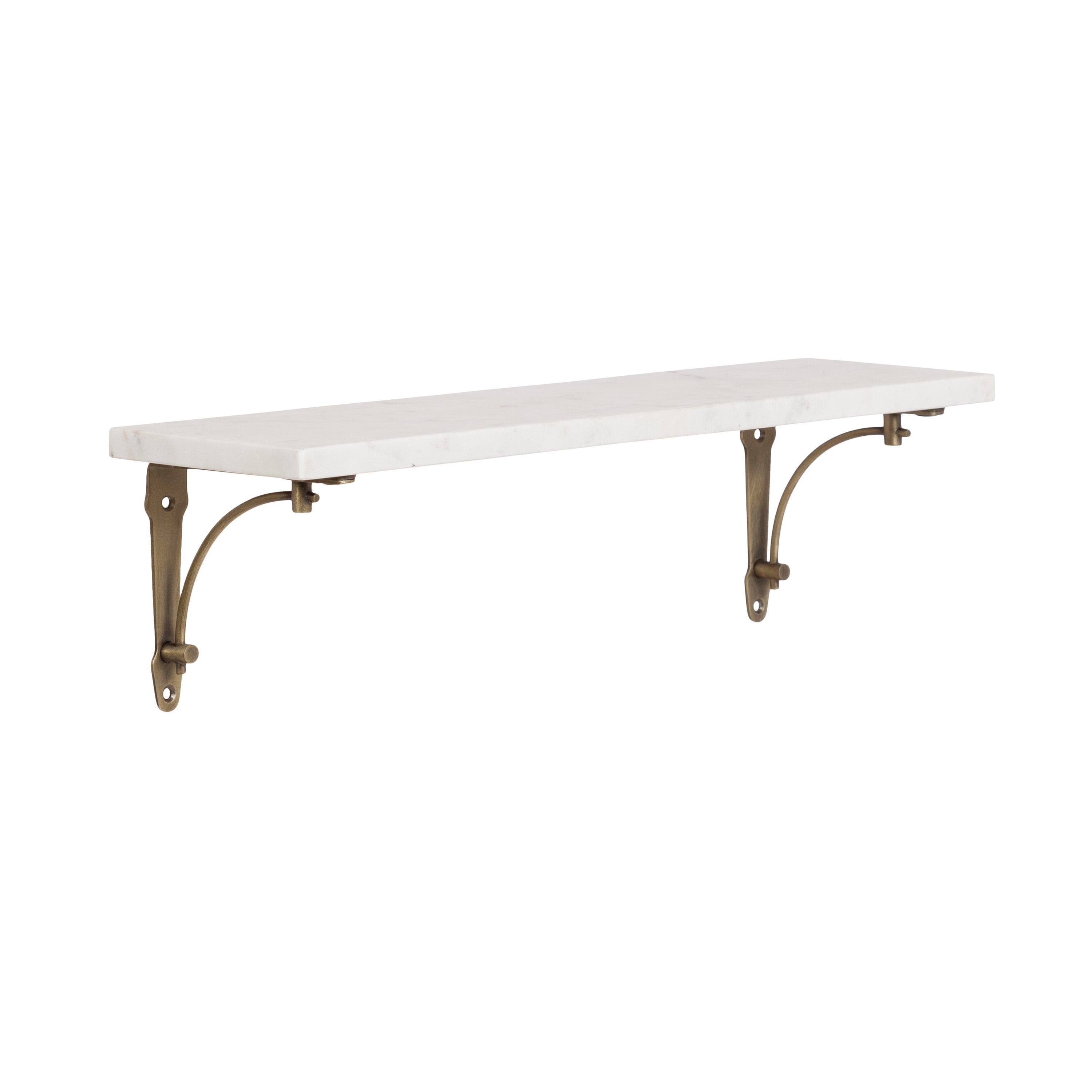 Hatley Marble Wall Shelf mounted on a white wall holding decorative objects