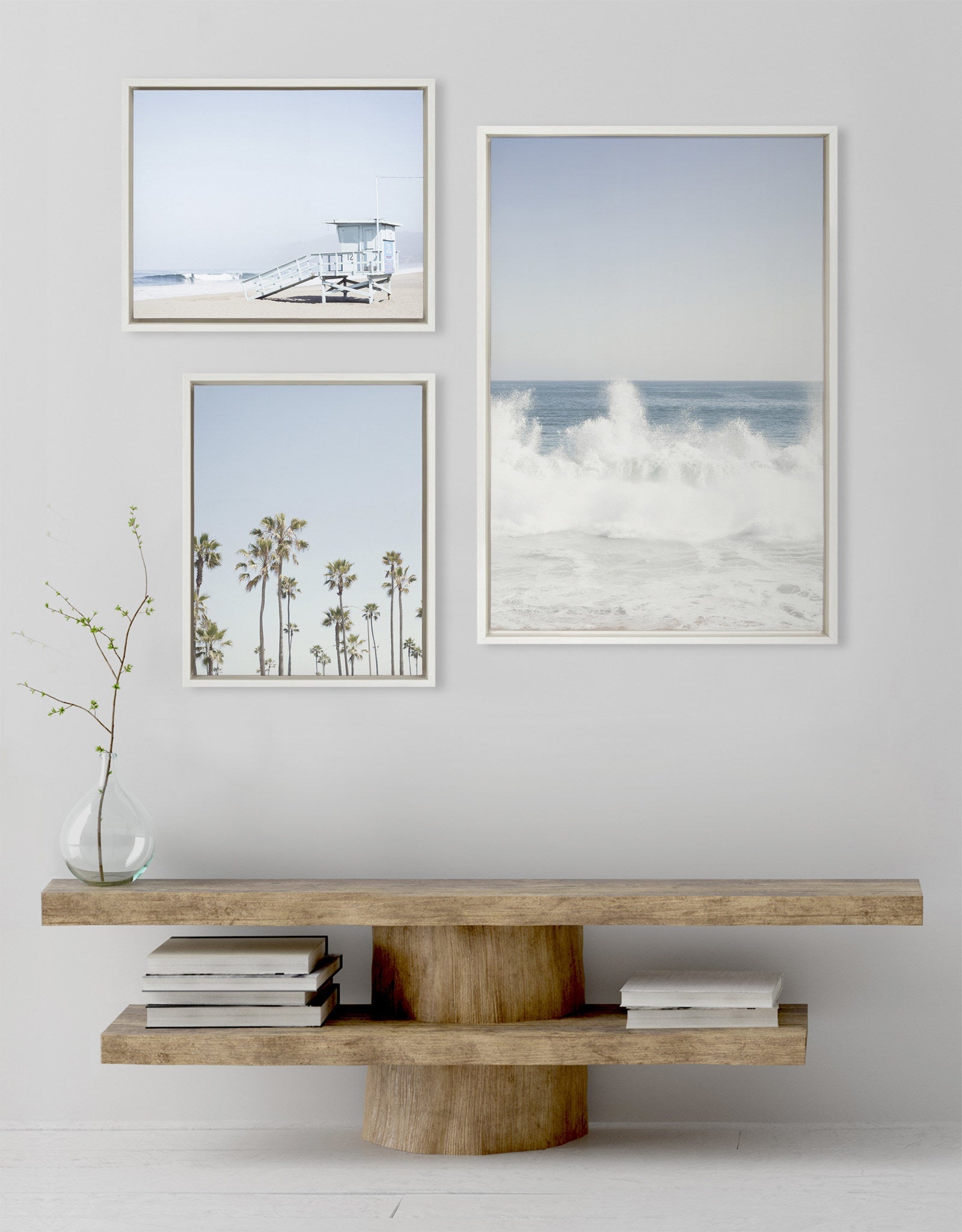 Sylvie Waves Crashing Framed Canvas Set by Caroline Mint by kateandlaurel - product image 6 for Resin Society