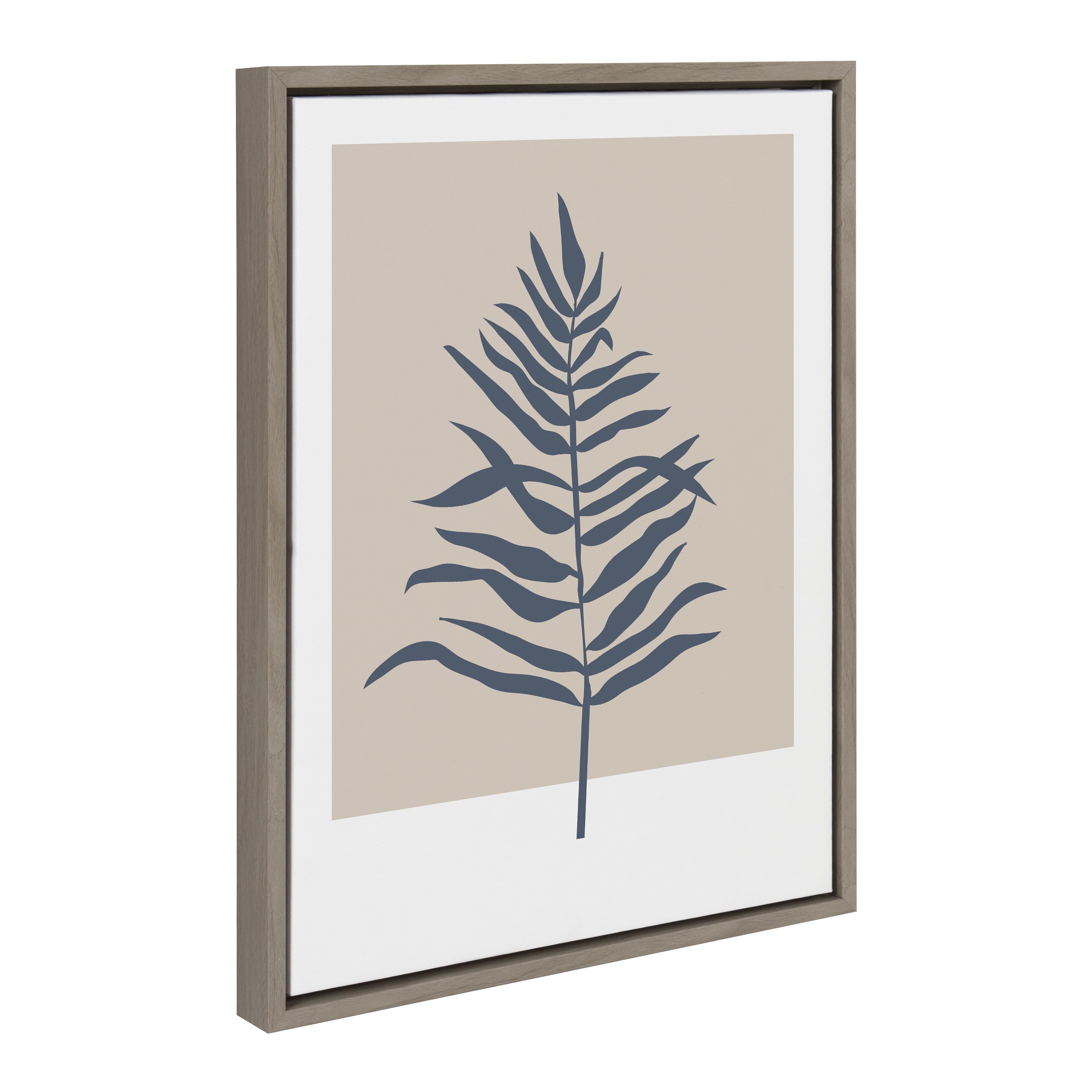 Sylvie Muted Tan and Blue Colorblock Botanical Fern Framed Canvas by kateandlaurel - product image 13 for Resin Society