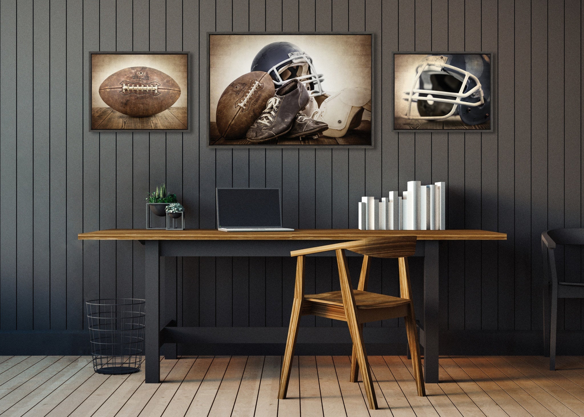 Sylvie Vintage Football Framed Canvas Art Set by Saint and Sailor Studios