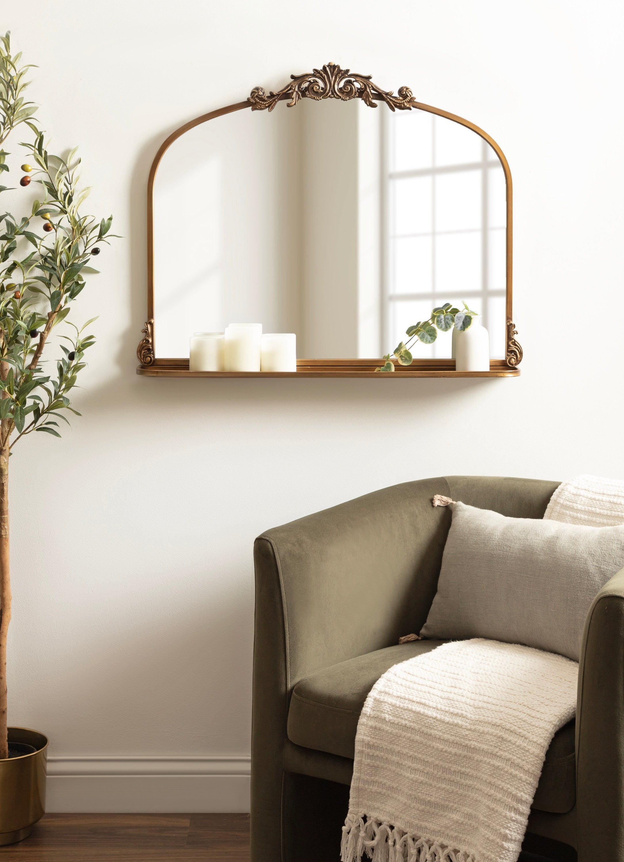 Arendahl Traditional Arch Mirror with Shelf by kateandlaurel - product image 5 for Resin Society