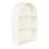 White arched wall shelf with three levels and a smooth curved top, shown against a plain white background.