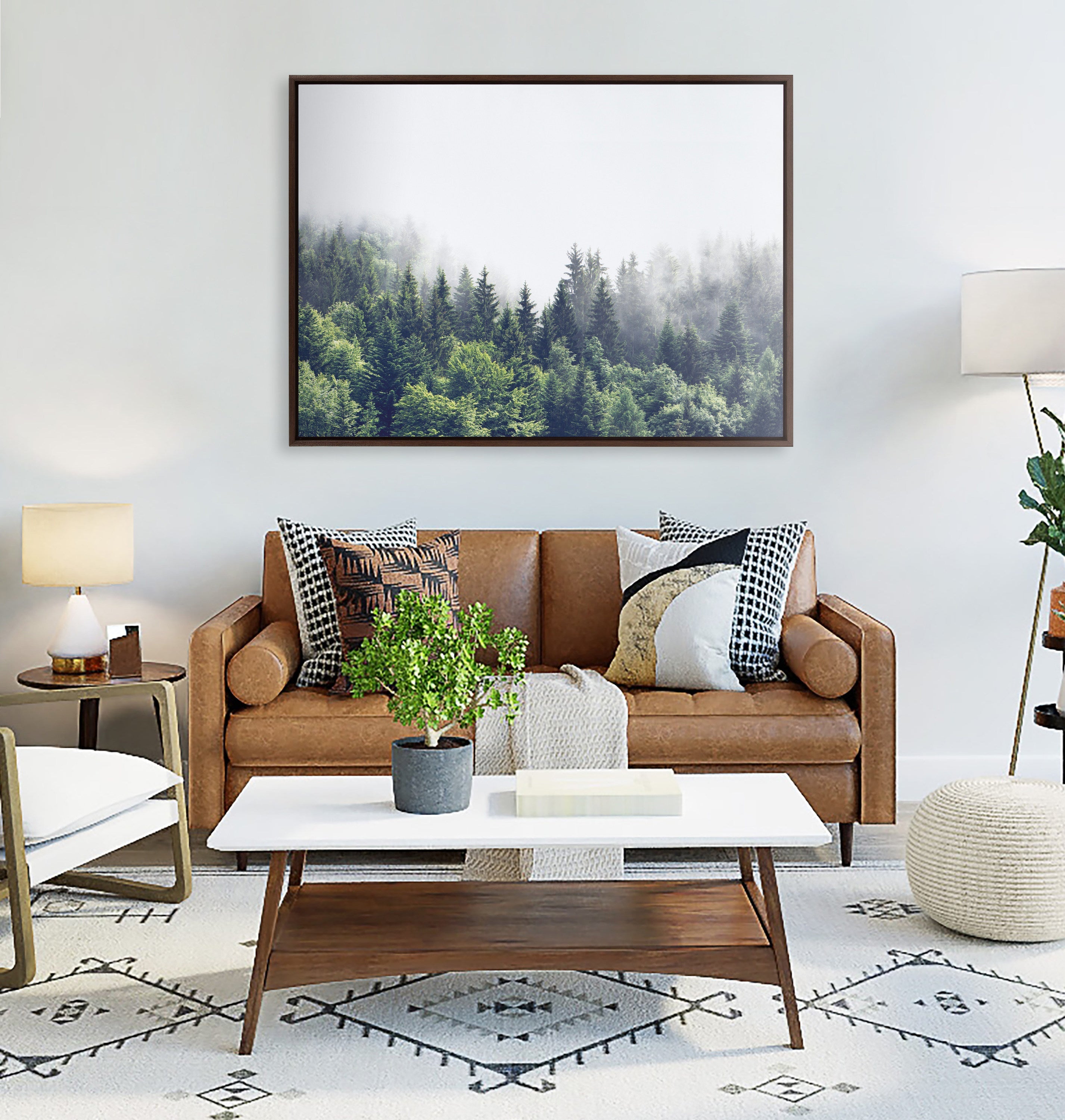 Sylvie Lush Green Forest On A Foggy Day Framed Canvas by kateandlaurel - product image 10 for Resin Society