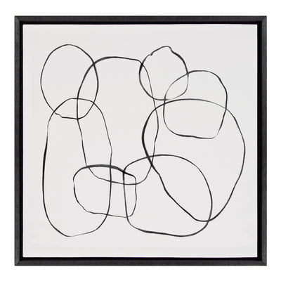 Sylvie Dancing Circles Black and Soft White Framed Canvas by kateandlaurel - product image 2 for Resin Society