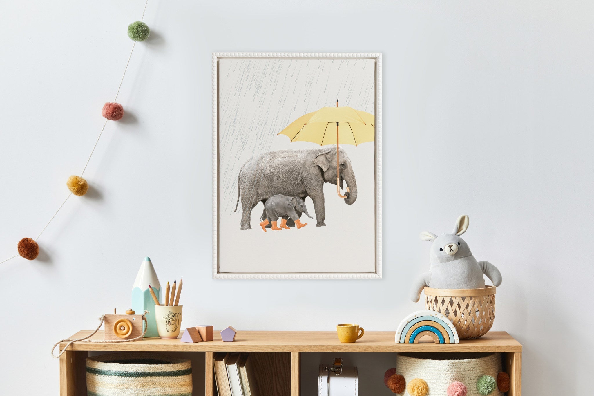 Sylvie Beaded Under the Rain Framed Canvas by July Art Prints