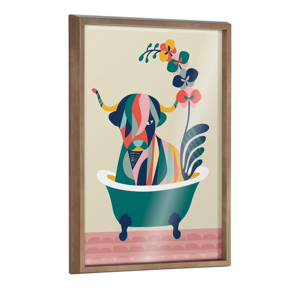 Blake Mid Century Modern Cow in Bathtub Framed Printed Glass by kateandlaurel - main product image for Resin Society