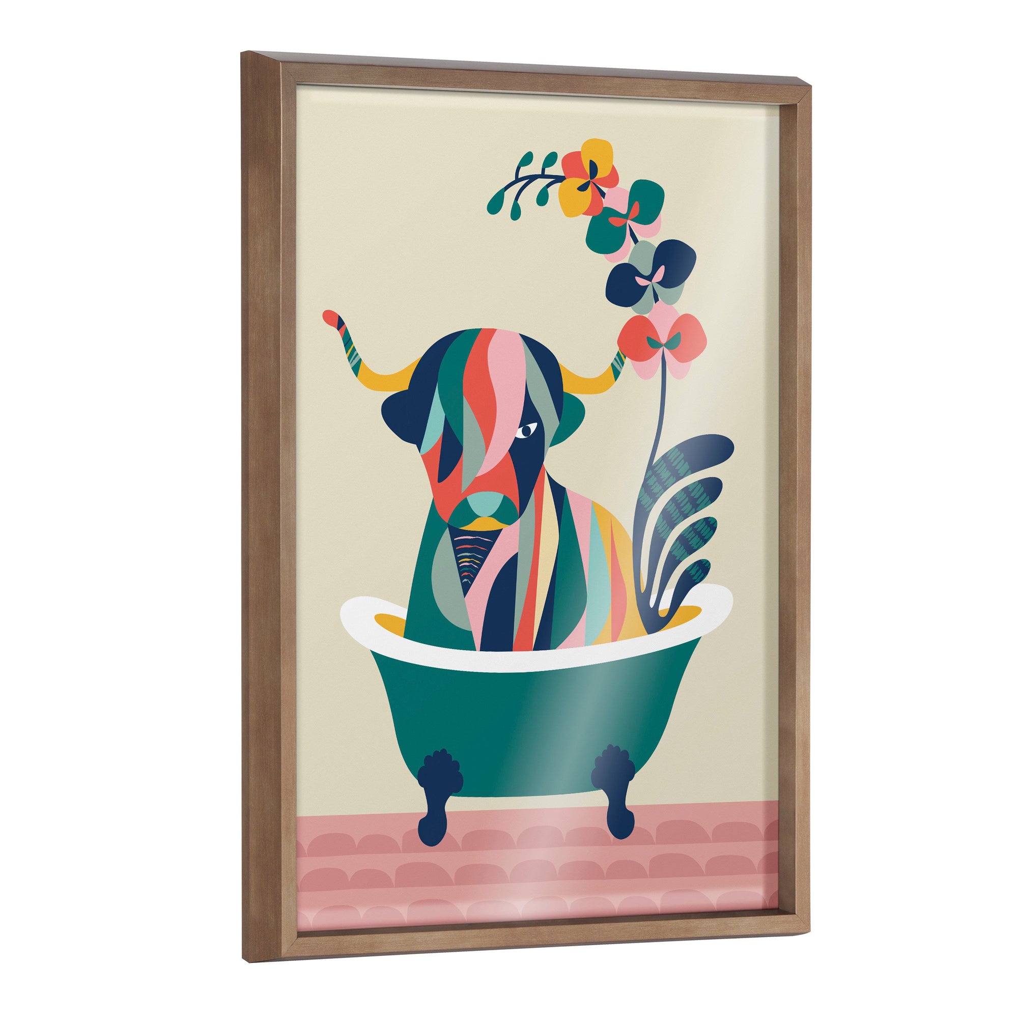 Blake Mid Century Modern Cow in Bathtub Framed Printed Glass by kateandlaurel - product image 7 for Resin Society