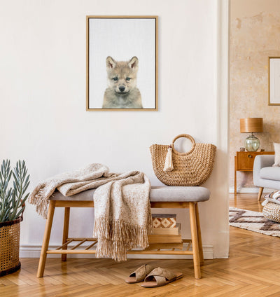 Sylvie Baby Wolf Color Illustration Framed Canvas by kateandlaurel - product image 5 for Resin Society