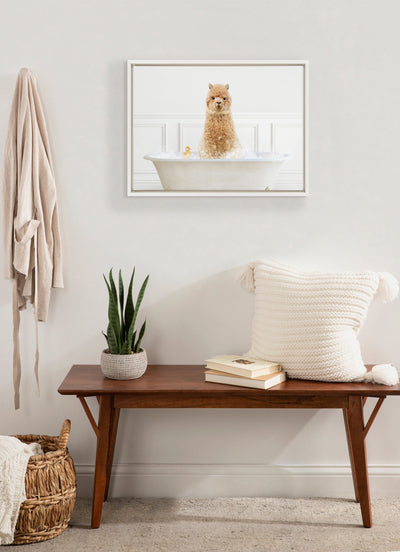 Sylvie Alpaca In Bubble Bath Neutral Style Framed Canvas by kateandlaurel - product image 10 for Resin Society