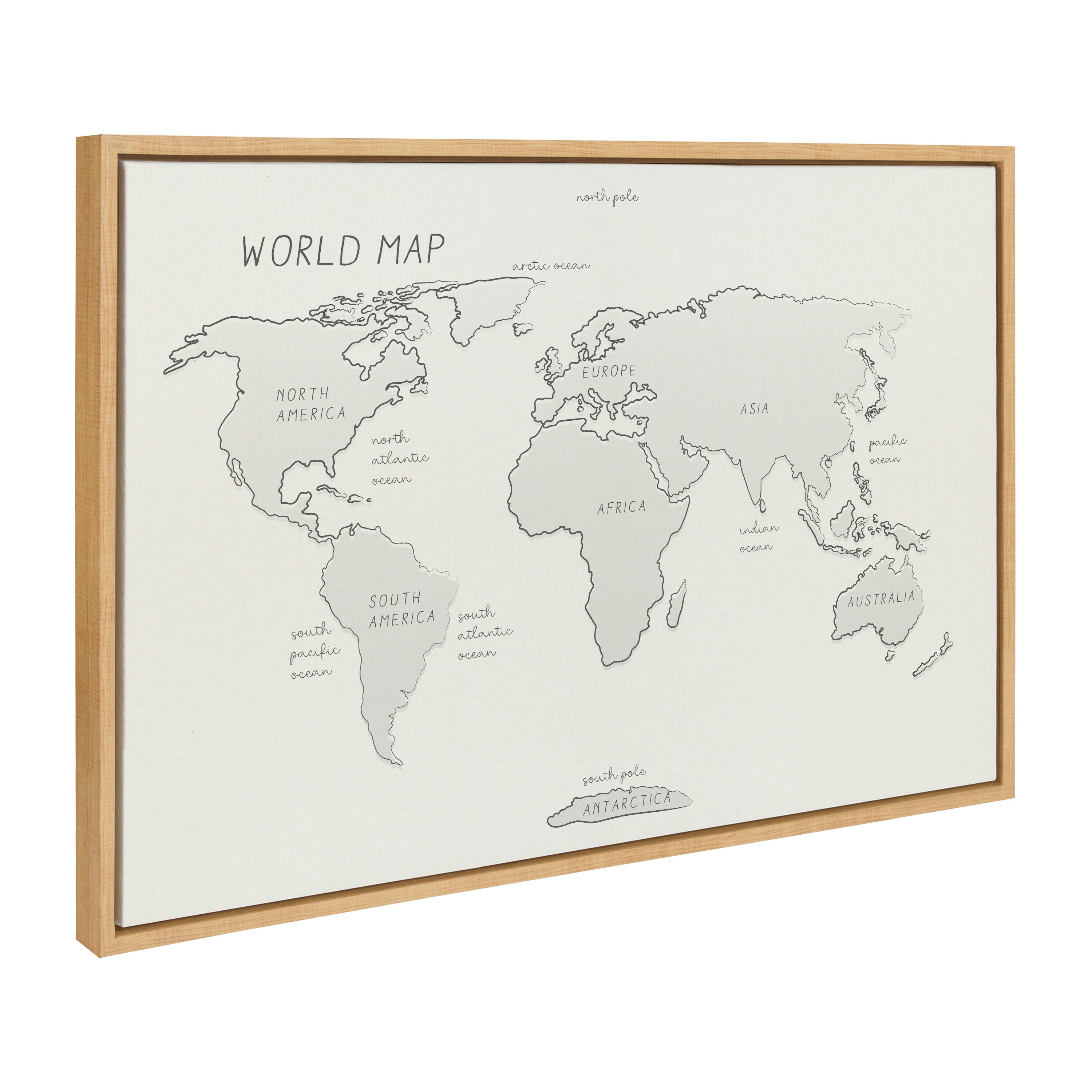 Sylvie World Map Sketch Framed Canvas by kateandlaurel - product image 2 for Resin Society