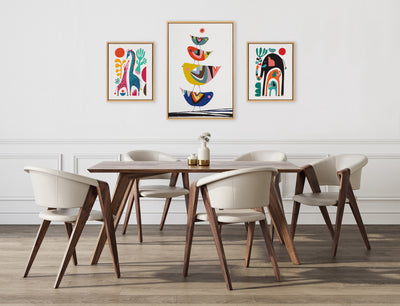 Sylvie Family Tree 4 Birds, Giraffe Love and Three Elephants Framed Canvas Art Set by Rachel Lee of My Dream Wall