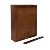 Rectangular wooden floating bathroom cabinet with a smooth brown finish and a removable front panel, designed for wall mounting.