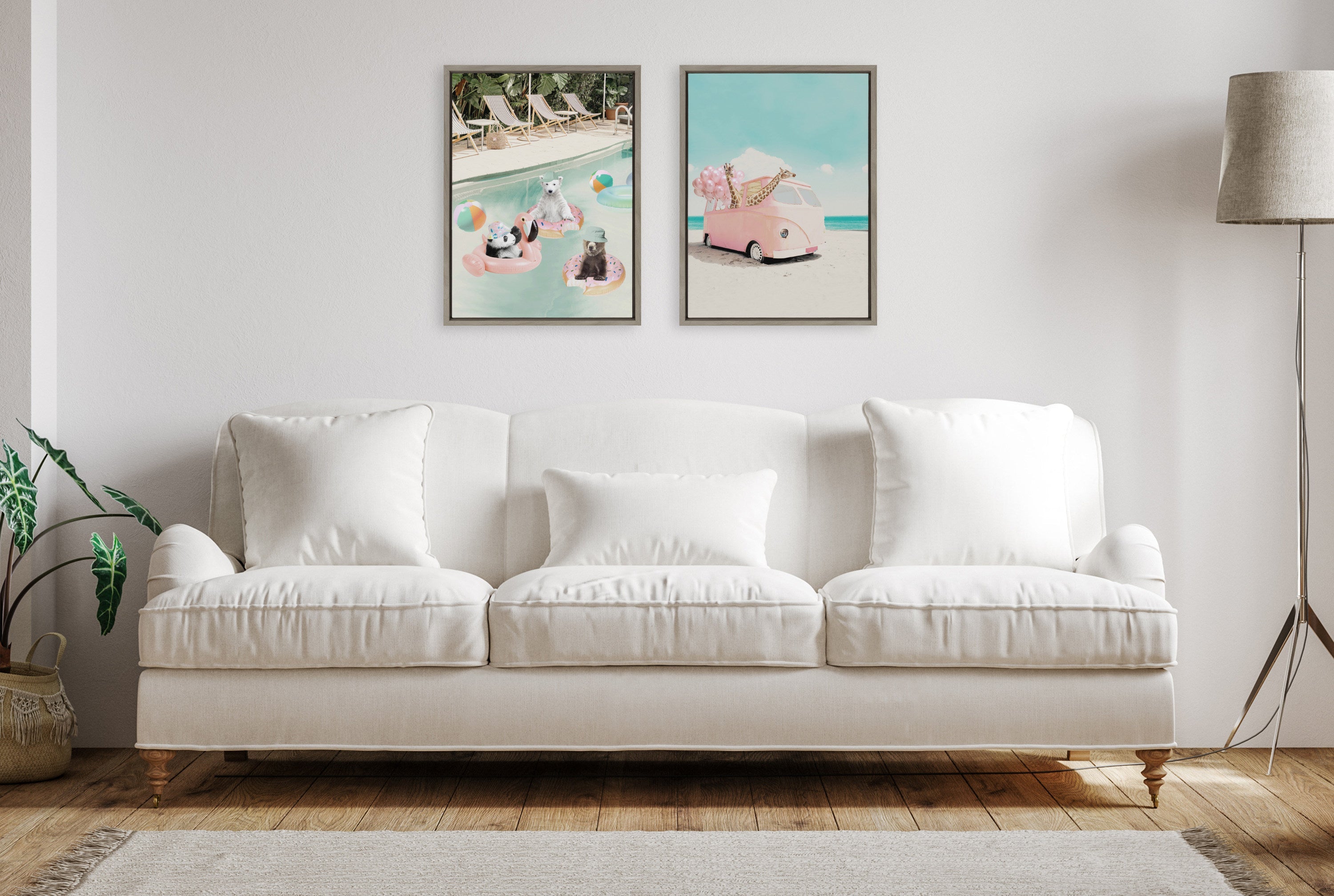 Sylvie Pink Van Framed Canvas by July Art Prints