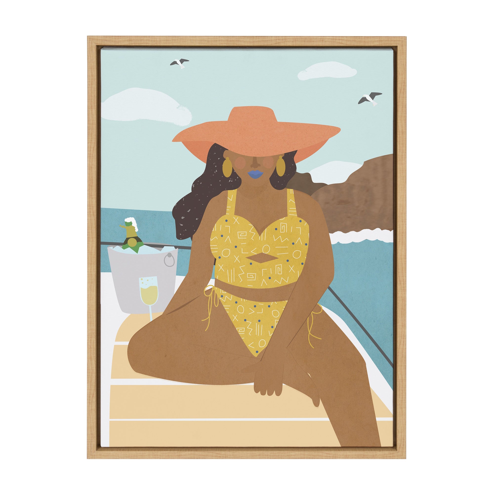 Sylvie Lady on a Boat Framed Canvas by kateandlaurel - product image 10 for Resin Society