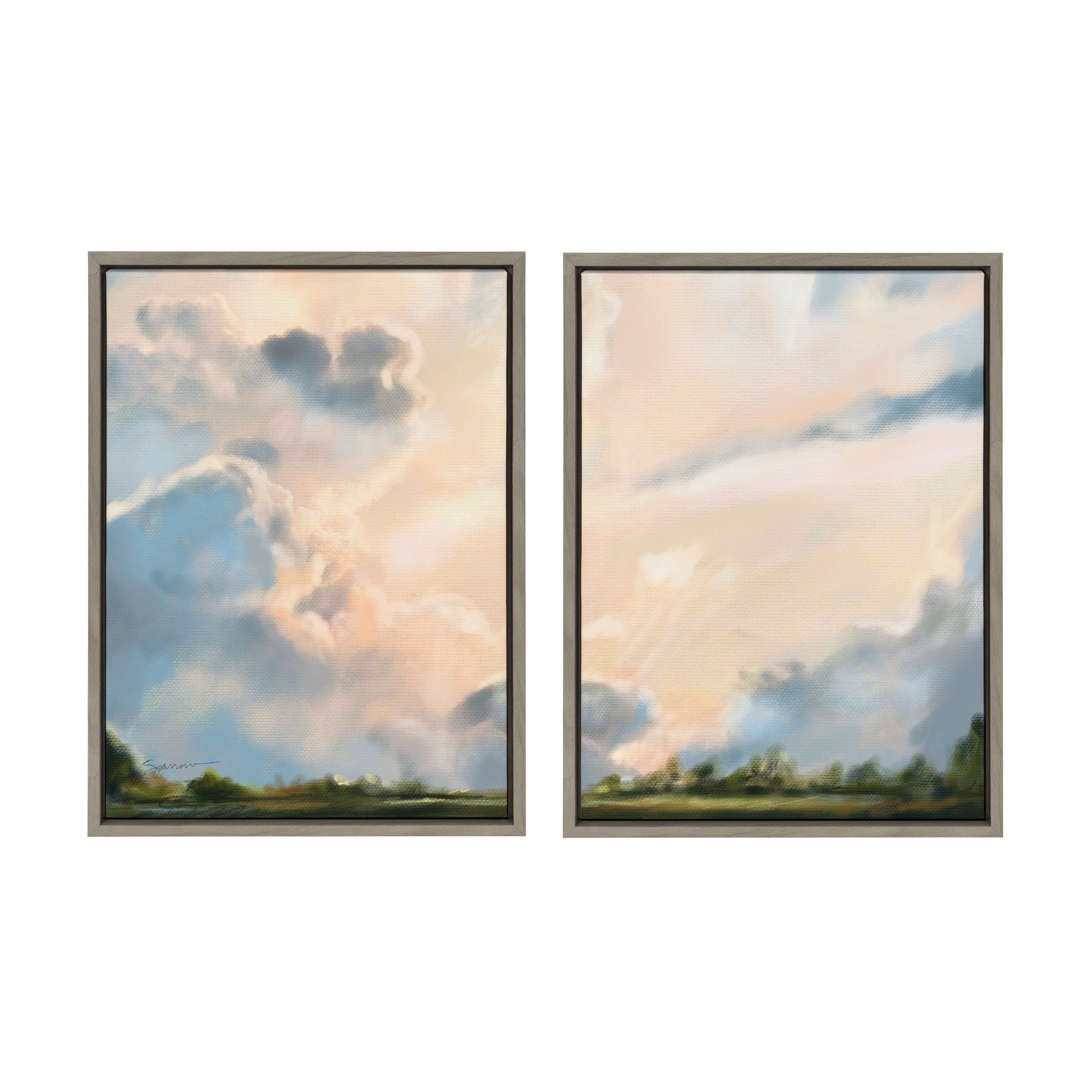 Sylvie Clouds Framed Canvas Set by Mary Sparrow by kateandlaurel - product image 6 for Resin Society