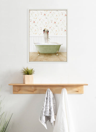 Sylvie Swans Hugging in Country Cottage Bath Framed Canvas by Amy Peterson Art Studio