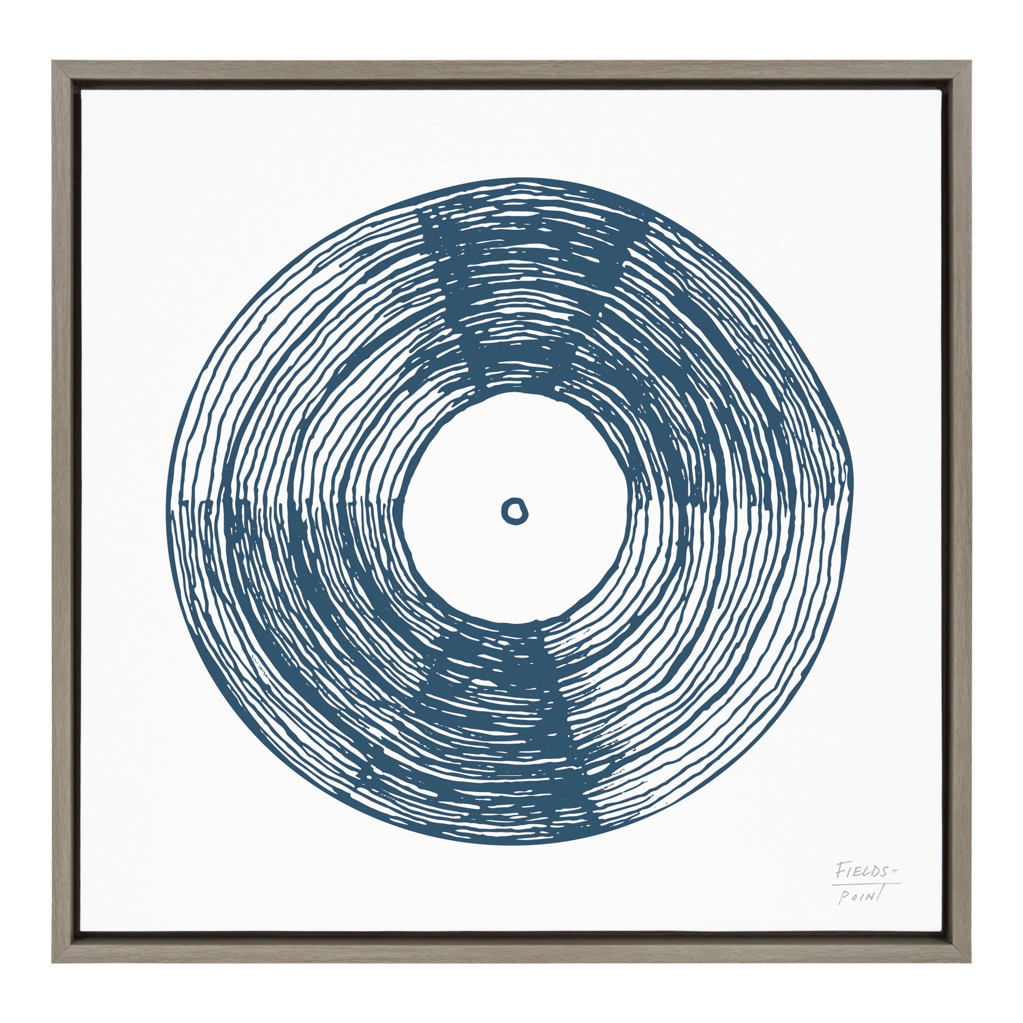 Sylvie Record Blue Framed Canvas by kateandlaurel - main product image for Resin Society