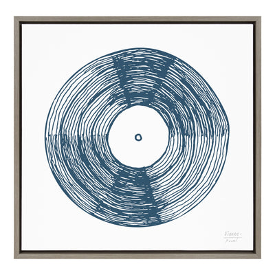 Sylvie Record Blue Framed Canvas by kateandlaurel - main product image for Resin Society