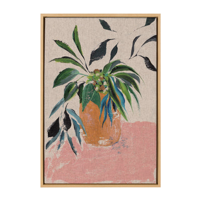 Sylvie Wild Foliage II Neutral Linen Framed Canvas by Nikita Jariwala