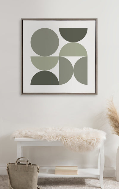 Sylvie Bold Vintage Geometric Nourishing Greens Framed Canvas by kateandlaurel - product image 5 for Resin Society