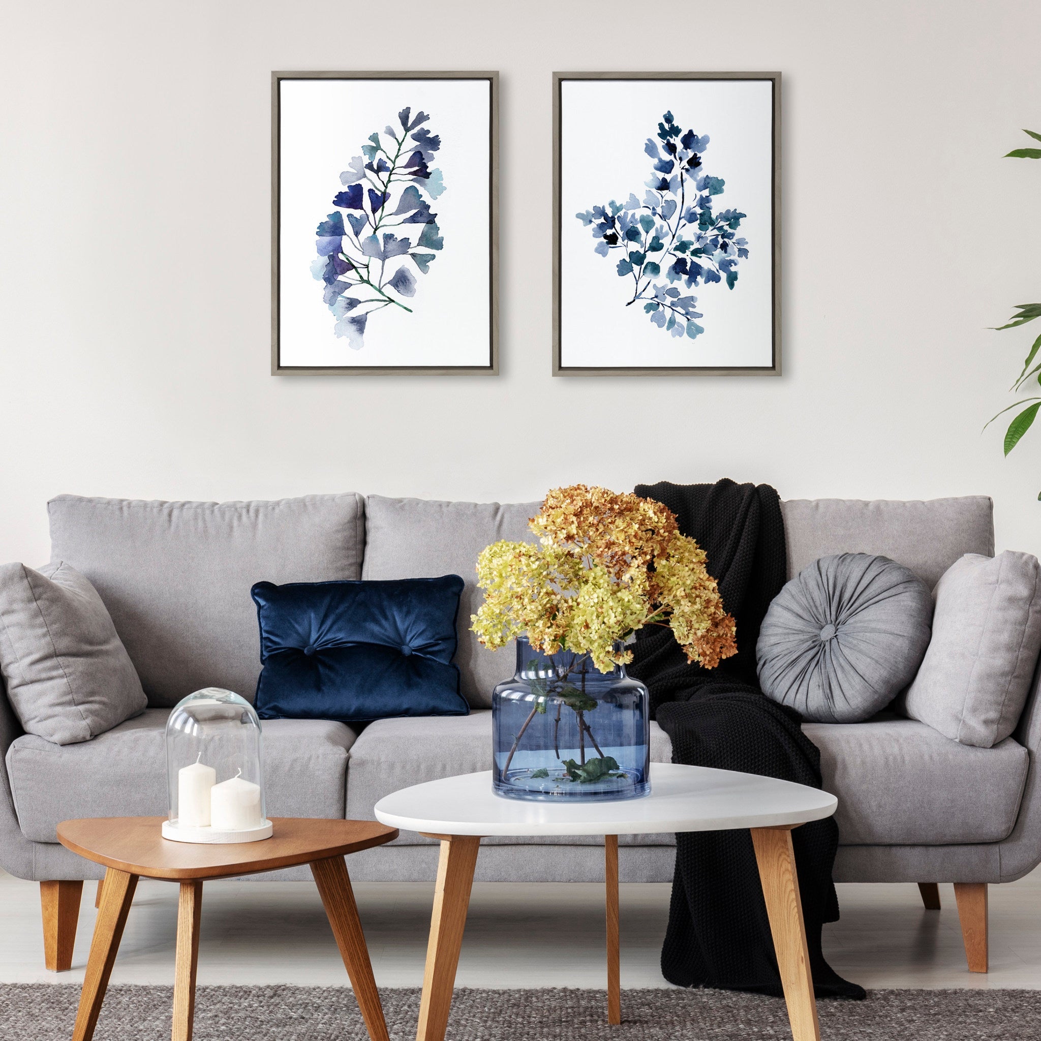 Sylvie Botanical Split Fern Indigo and Botanical Maiden Indigo Framed by kateandlaurel - product image 5 for Resin Society