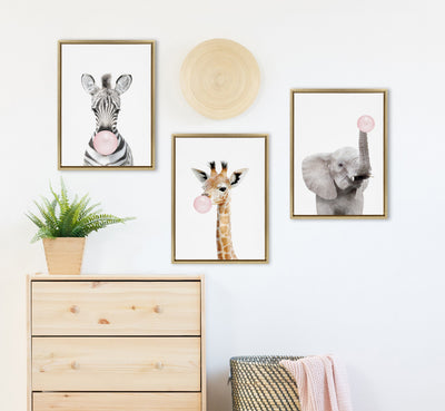 Sylvie Bubble Gum Elephant Framed Canvas by Amy Peterson Art Studio by kateandlaurel - product image 20 for Resin Society