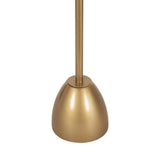 Close-up of a metallic gold rounded base supporting a vertical cylindrical pole, with a smooth, shiny finish and subtle reflections.