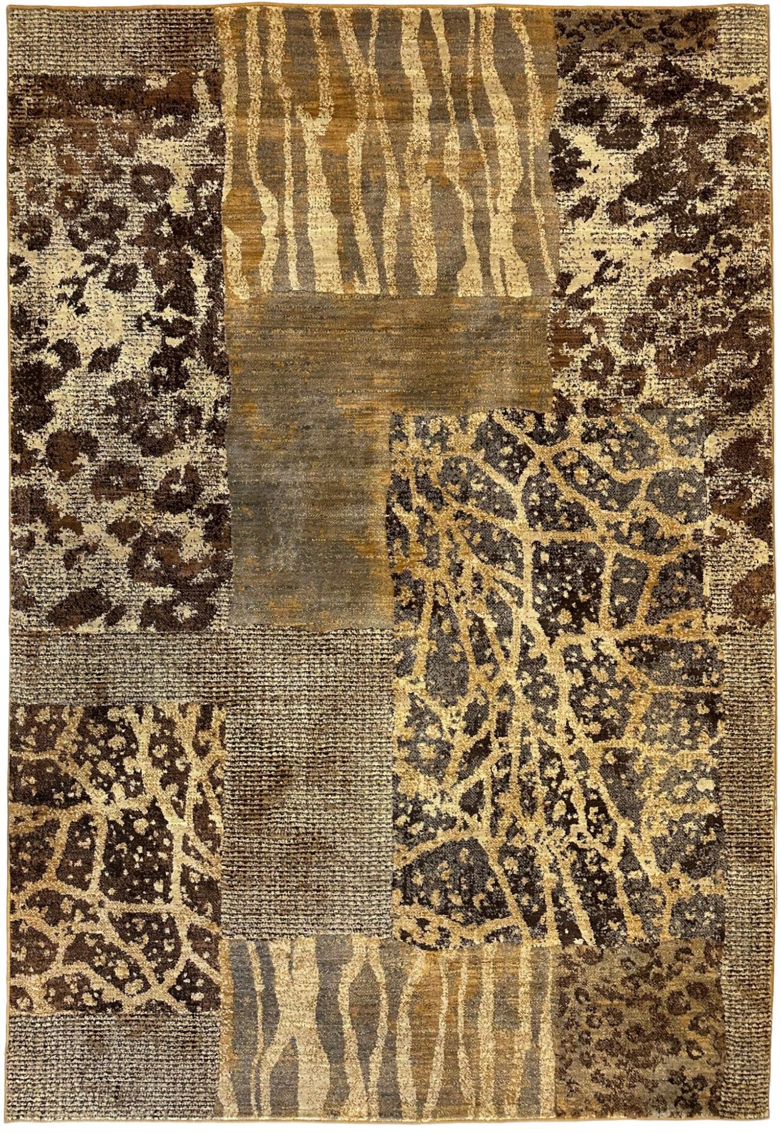 Karastan Carmel Santa Lucia Chestnut area rug displaying floral and graphic patterns in shades of chestnut across a 5’6”x8’3” rectangular layout.