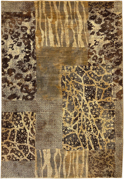 Karastan Carmel Santa Lucia Chestnut area rug displaying floral and graphic patterns in shades of chestnut across a 5’6”x8’3” rectangular layout.