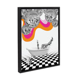 Sylvie Disco Bathtub framed canvas art showing a colorful disco-themed bathroom scene.