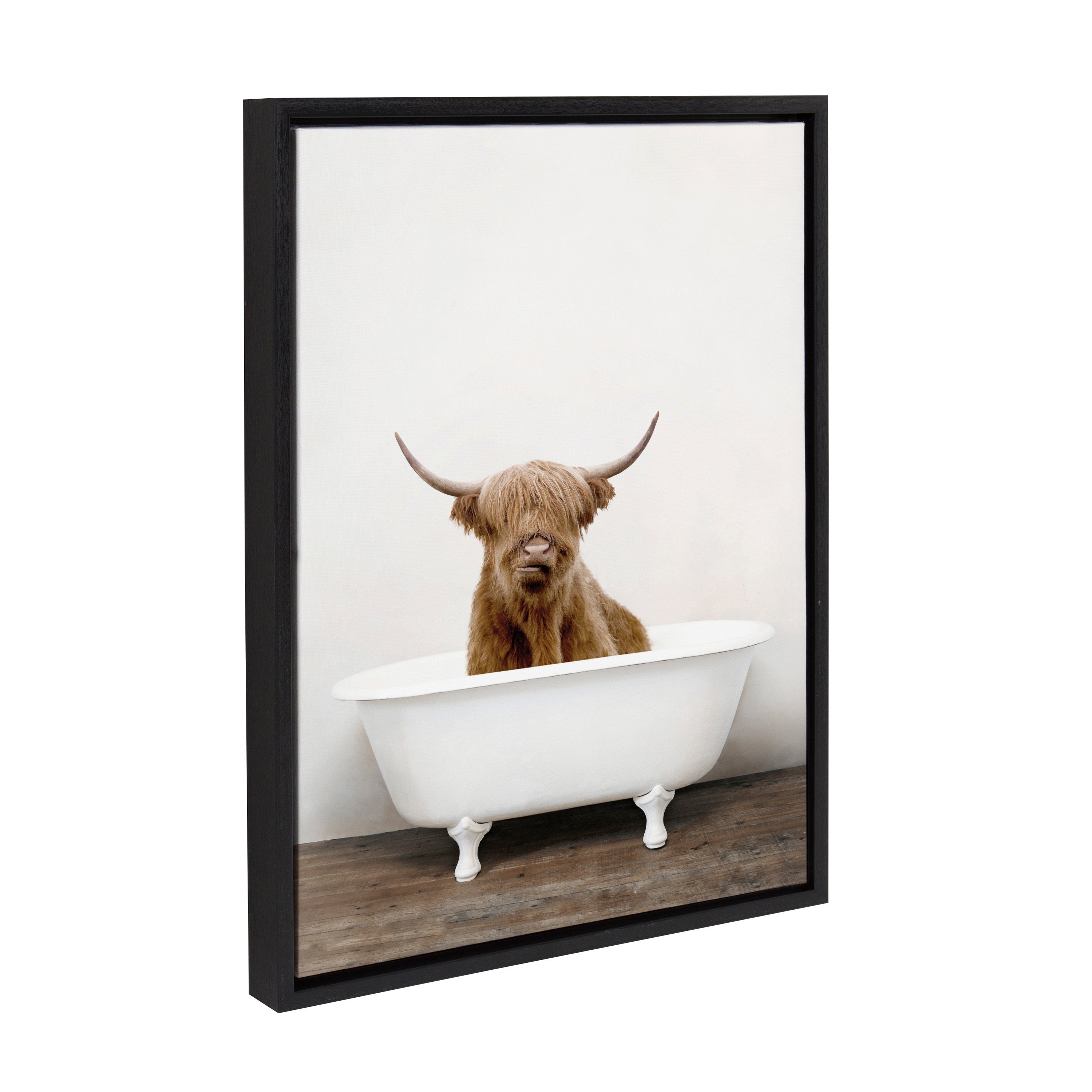 Sylvie Highland Cow in Tub Color Framed Canvas