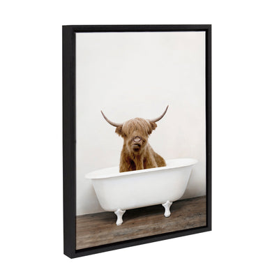 Sylvie Highland Cow in Tub Color Framed Canvas