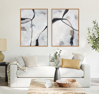 Sylvie Beaded In the Quiet of Thought 1 and 2 Framed Canvas Art Set by Nikita Jariwala