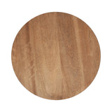Round wood tabletop with a smooth, natural grain and varying light to medium brown tones.