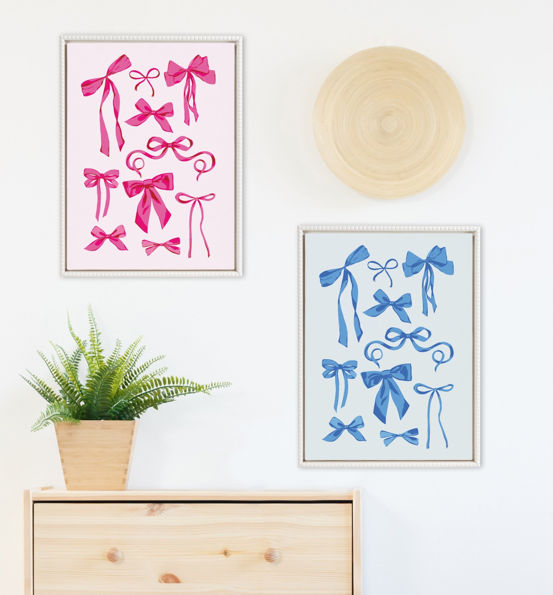 Sylvie Beaded Pink Bows Framed Canvas by Honey Island Studio